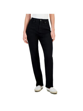 Style & Co Women's 12 Long (Tall) Black High-Rise Straight-Leg Jeans NWT